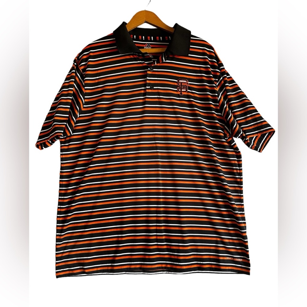 MAJESTIC MLB SAN FRANCISCO GIANTS STRIPED POLO T SHIRT SZ XL